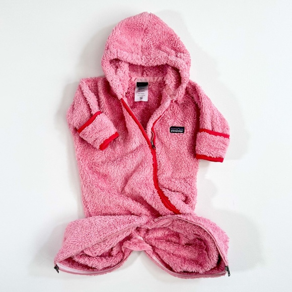 PATAGONIA Infant Pink Winter Hi Plush Fleece Baby BUNTING SnowSuit Size 6 Months - Picture 5 of 8
